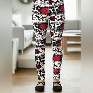 S/L NEW Girls Christmas Reindeer Leggings, Buttery Soft Yoga Pants